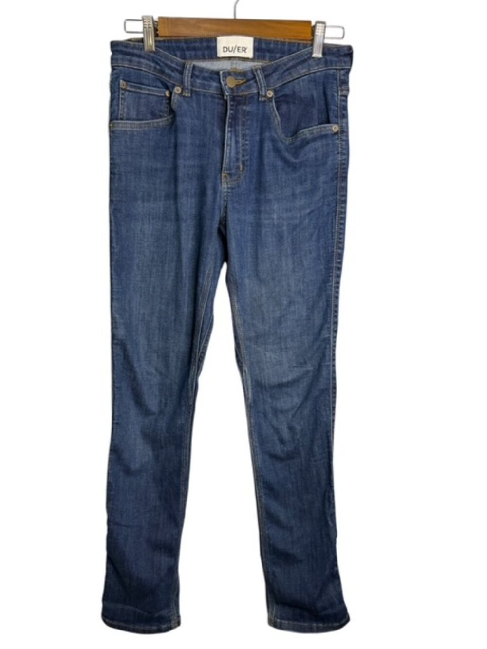 DU/ER DUER Jeans Women's 27 Performance Denim Mid-Rise Slim Straight Blue
